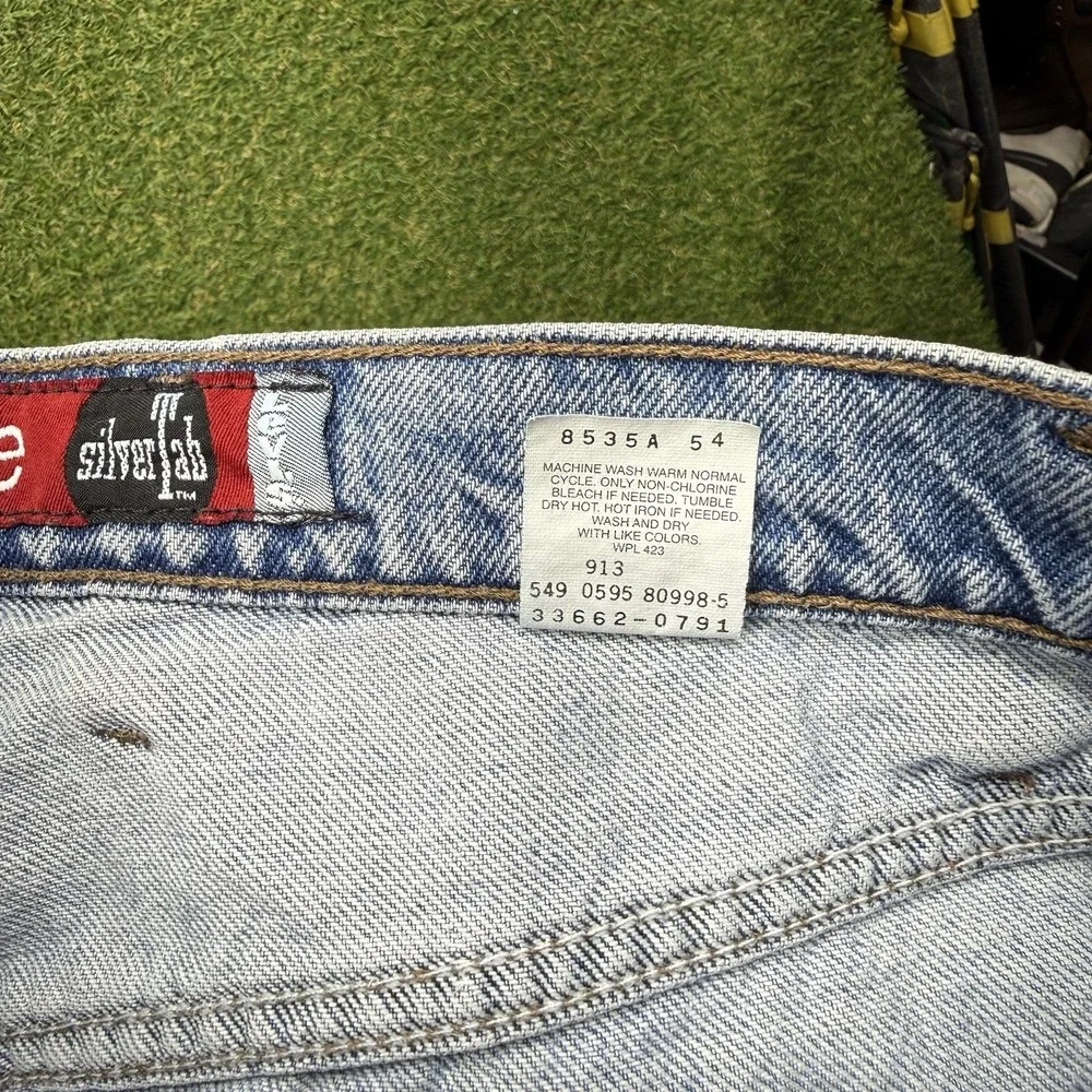 Vintage Levis Silver Tab Shirts Mens 36 Jorts Jean Loose Baggy Denim Light Wash